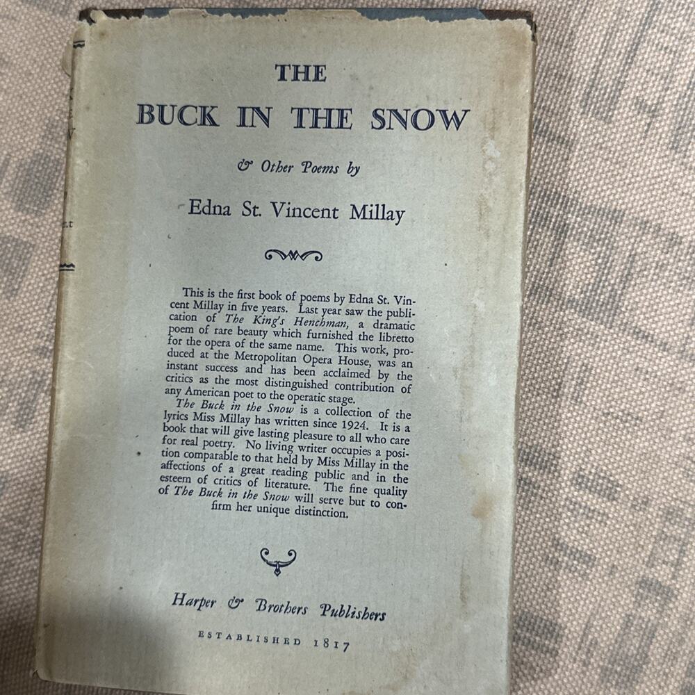The Buck in the Snow & Other Poems – Edna St. Vincent Millay 1928 First‎ Edition